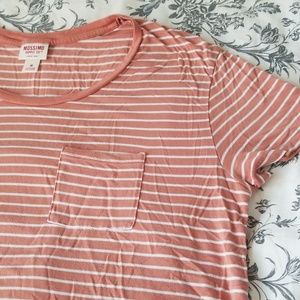Orange and white stripe pocket t-shirt